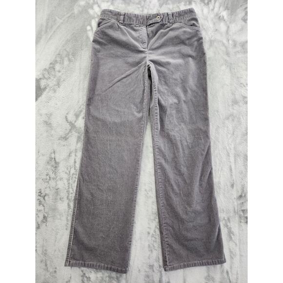 Charter Club Allison Fit Full Length Corduroy Pants Size 8P Gray Straight Leg - Picture 1 of 12